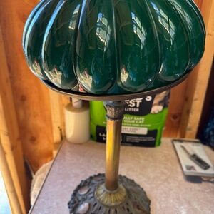 Signed Miller Antique Art Nouveau Brass Base #921 Lamp Original Green Case Glass